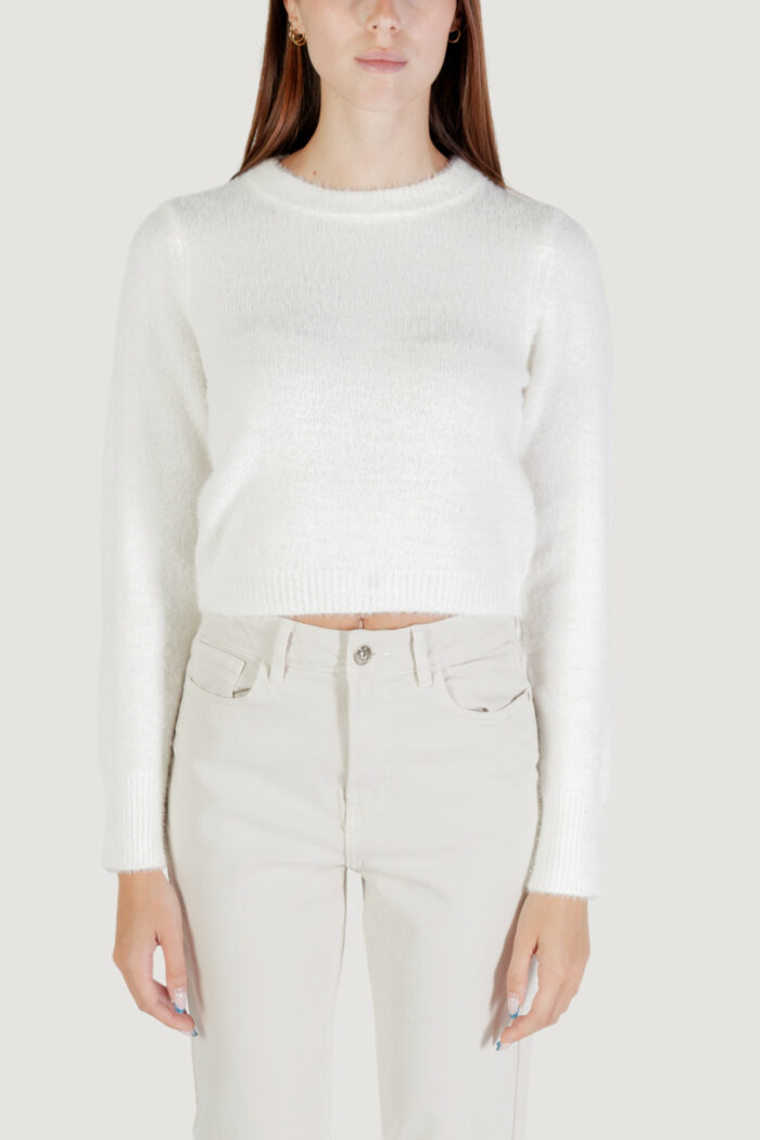 Maglione Only onlpetra ls short o-neck cc knt Bianco