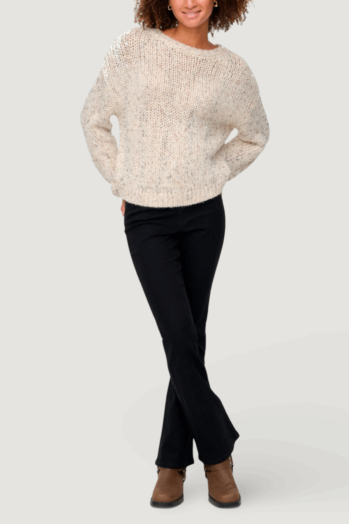 Maglione Only onlwinter ls sequins o-neck knt Bianco