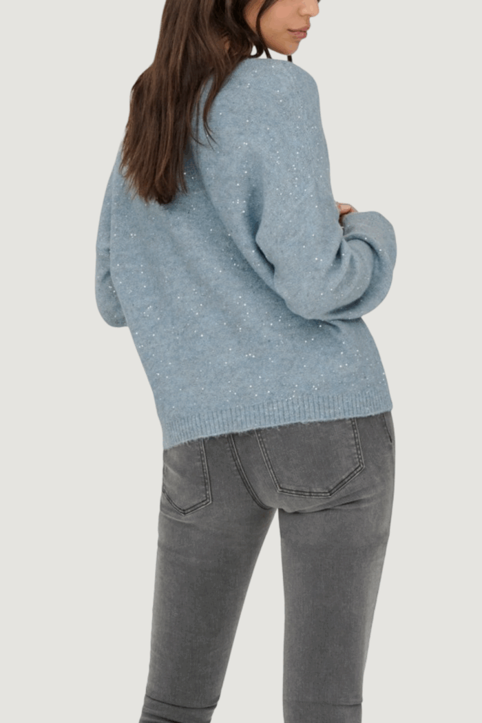 Maglione Only onlarizona ls sequins v-neck pul knt Celeste