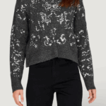 Maglione Only onlalta ls sequin o-neck knt Grigio Scuro - Foto 1