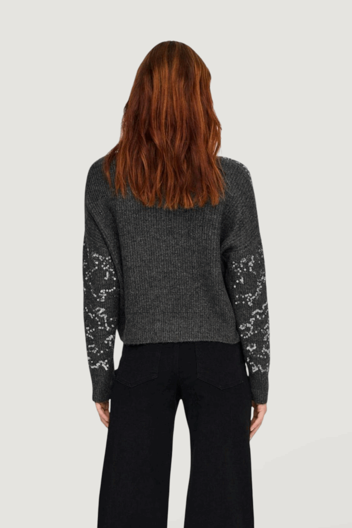 Maglione Only onlalta ls sequin o-neck knt Grigio Scuro