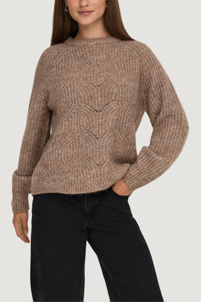 Maglione Only onlgila life ls structure o-neck bf knt Marrone