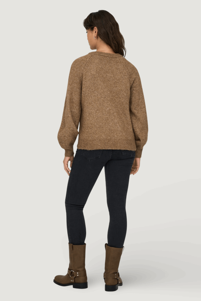 Maglione Only onllauren life ls o-neck button knt Marrone