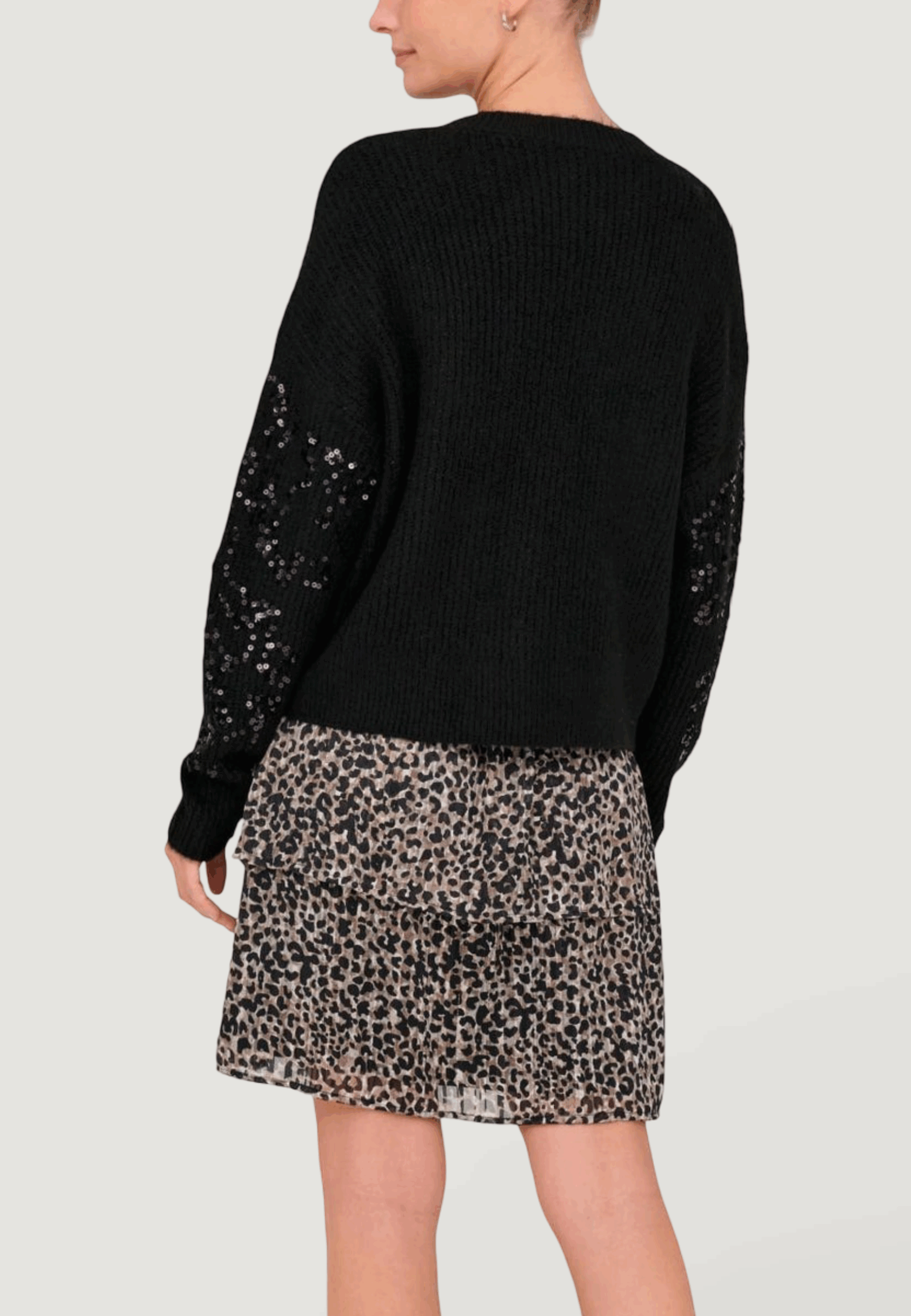 Maglione Only onlalta ls sequin o-neck knt Nero - Foto 3