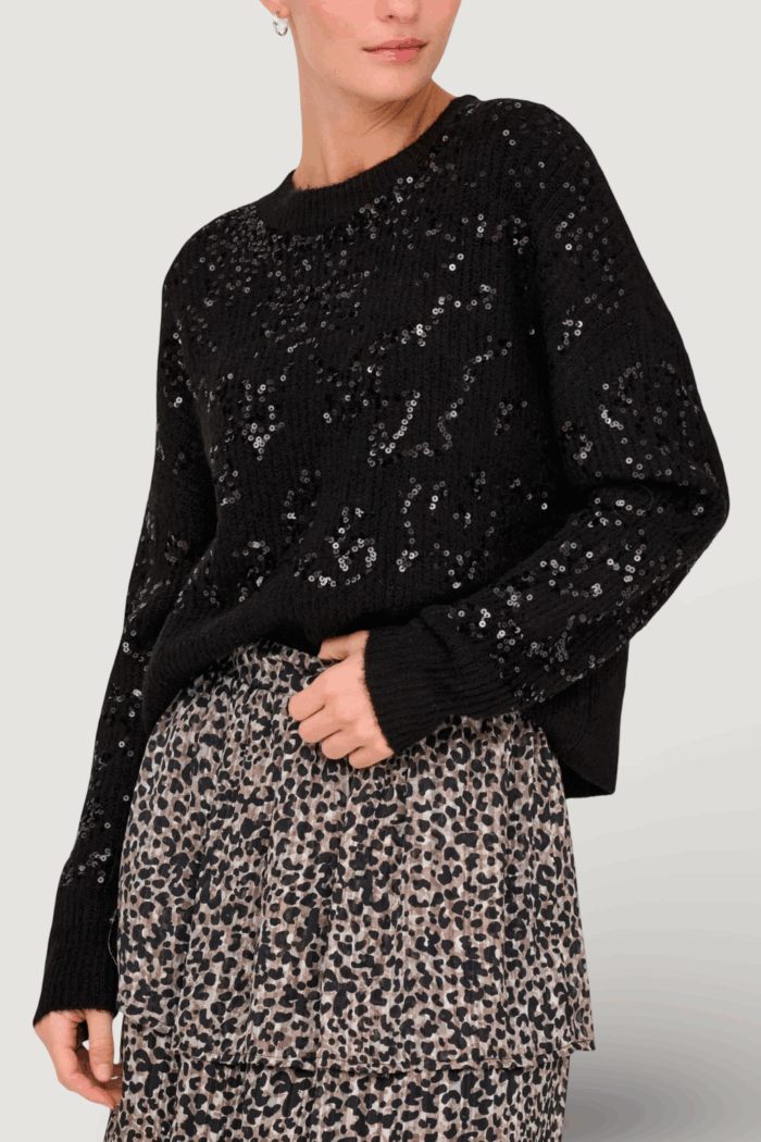 Maglione Only onlalta ls sequin o-neck knt Nero