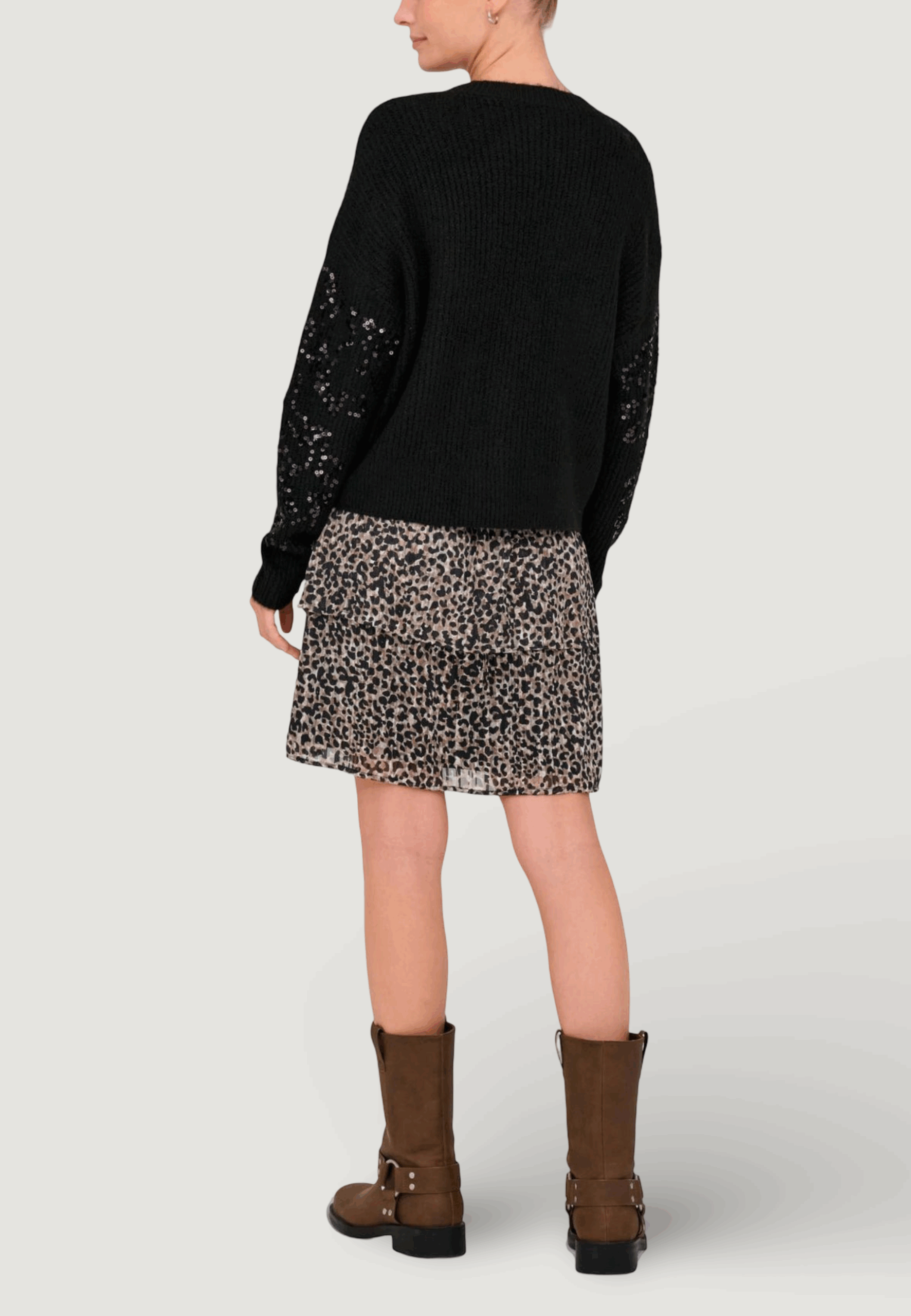 Maglione Only onlalta ls sequin o-neck knt Nero - Foto 4