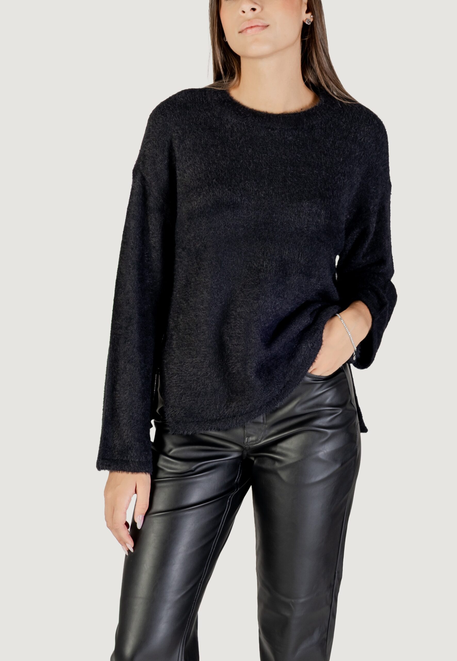 Maglione Only onlpetra ls loose o-neck cc knt Nero - Foto 1