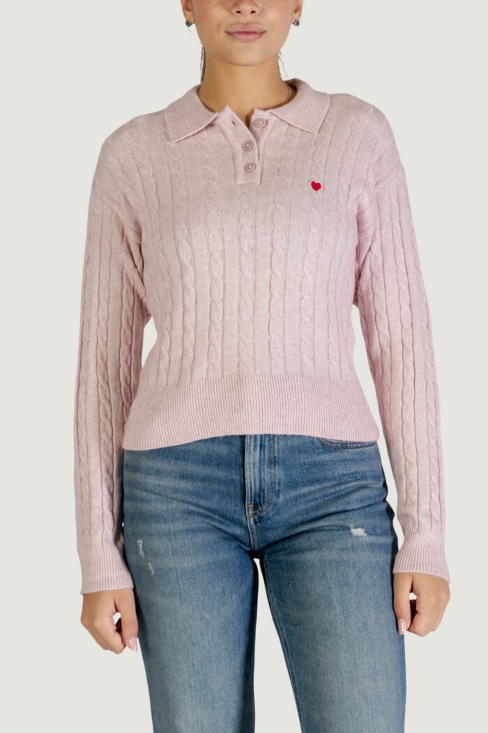 Maglione Only onlkatia ls cable polo cc knt Rosa