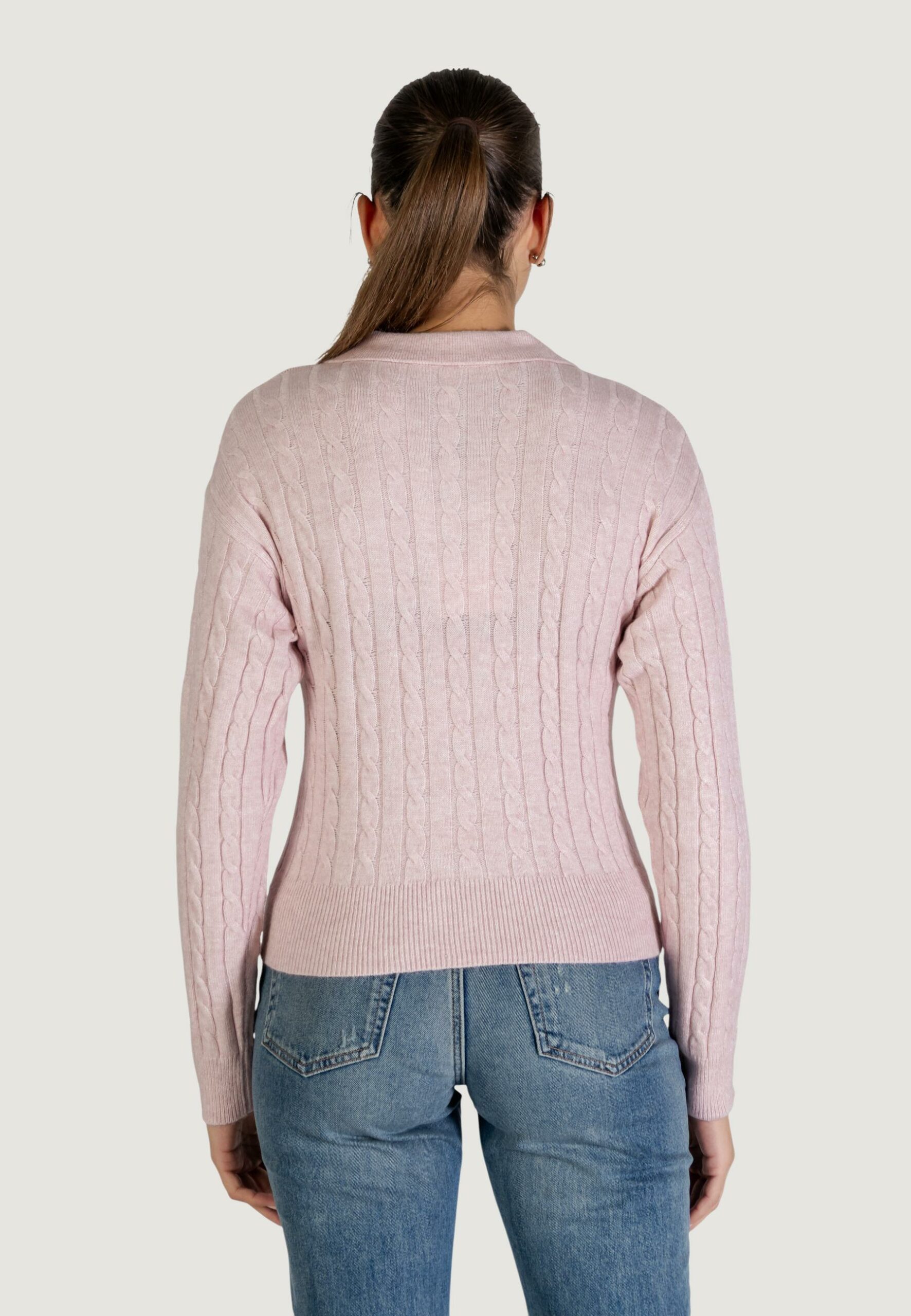 Maglione Only onlkatia ls cable polo cc knt Rosa - Foto 5