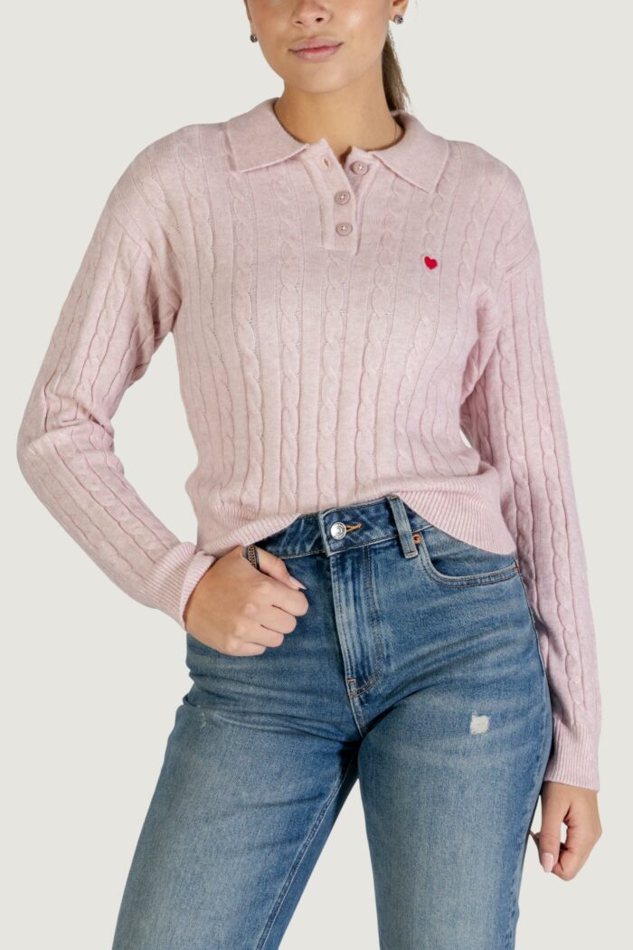 Maglione Only onlkatia ls cable polo cc knt Rosa