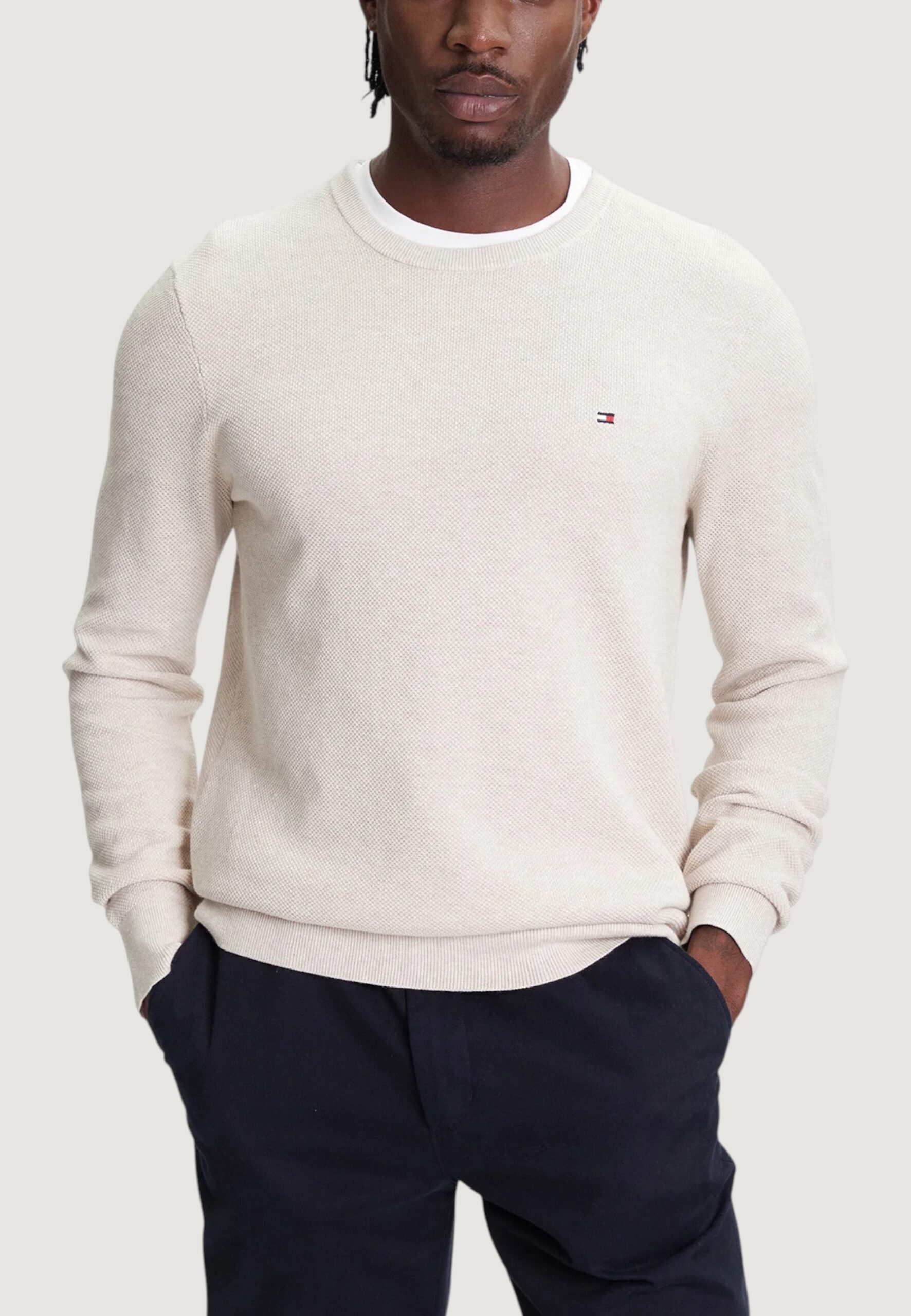 Maglione Tommy Hilfiger essential structure Beige chiaro - Foto 1