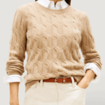Maglione Tommy Hilfiger soft wool cable c-nk Beige chiaro - Foto 1