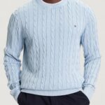 Maglione Tommy Hilfiger classic cable gmd c Celeste - Foto 1