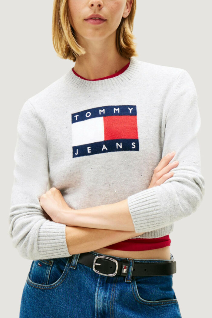 Maglione Tommy Hilfiger Jeans tjw sparkle flag swe Grigio Chiaro