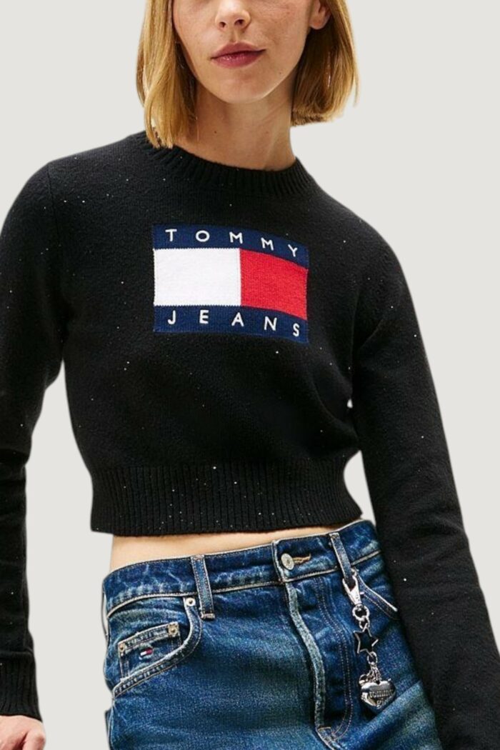 Maglione Tommy Hilfiger Jeans tjw sparkle flag swe Nero