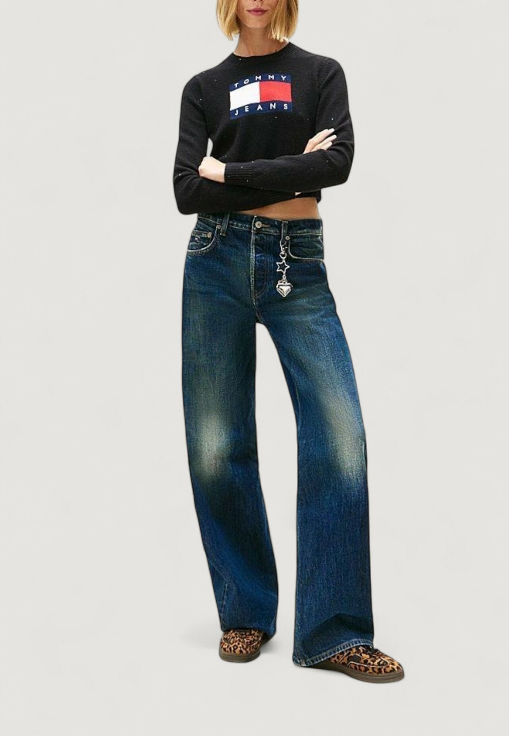 Maglione Tommy Hilfiger Jeans tjw sparkle flag swe Nero - Foto 3