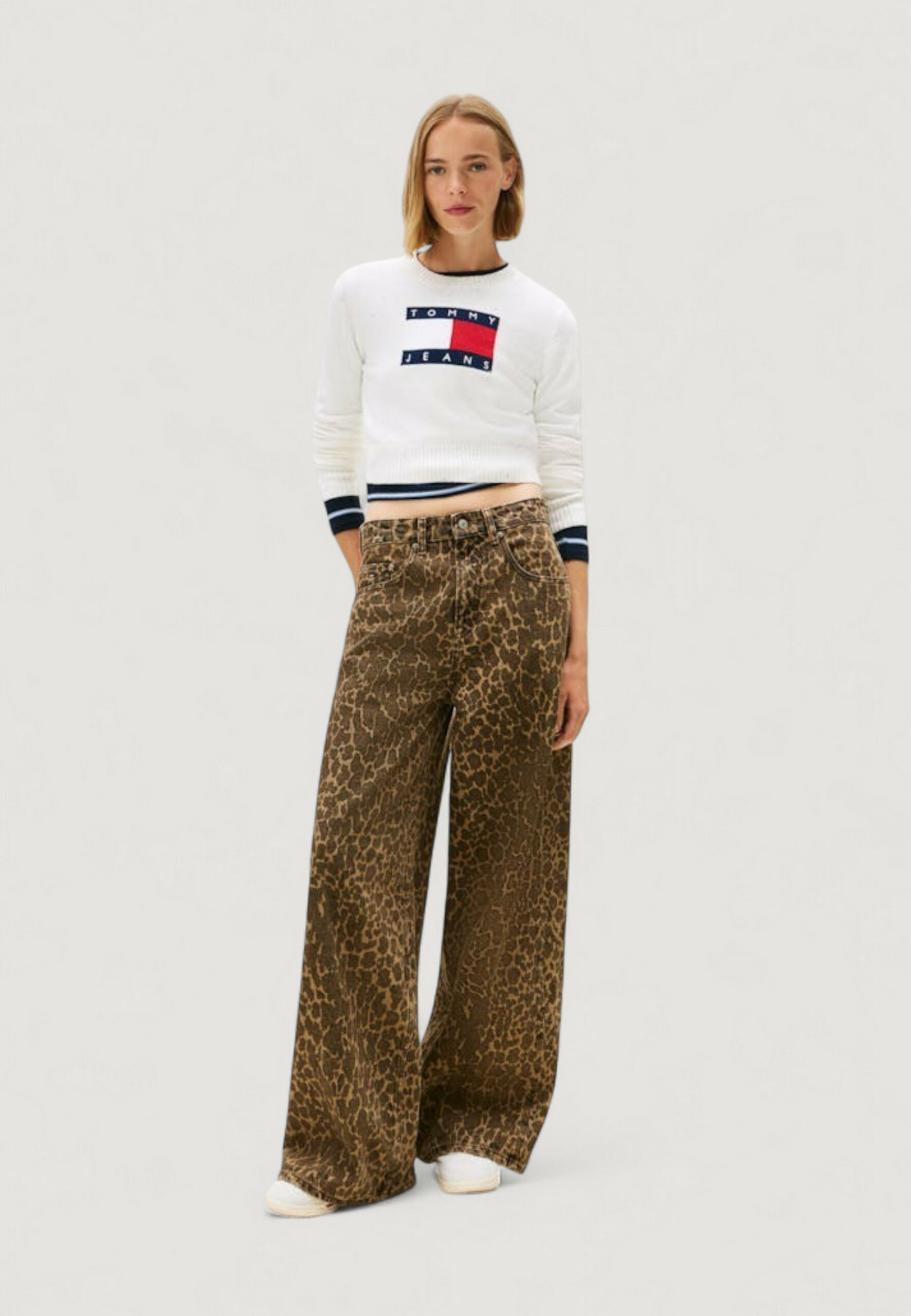 Maglione Tommy Hilfiger Jeans tjw sparkle flag swe Panna - Foto 3