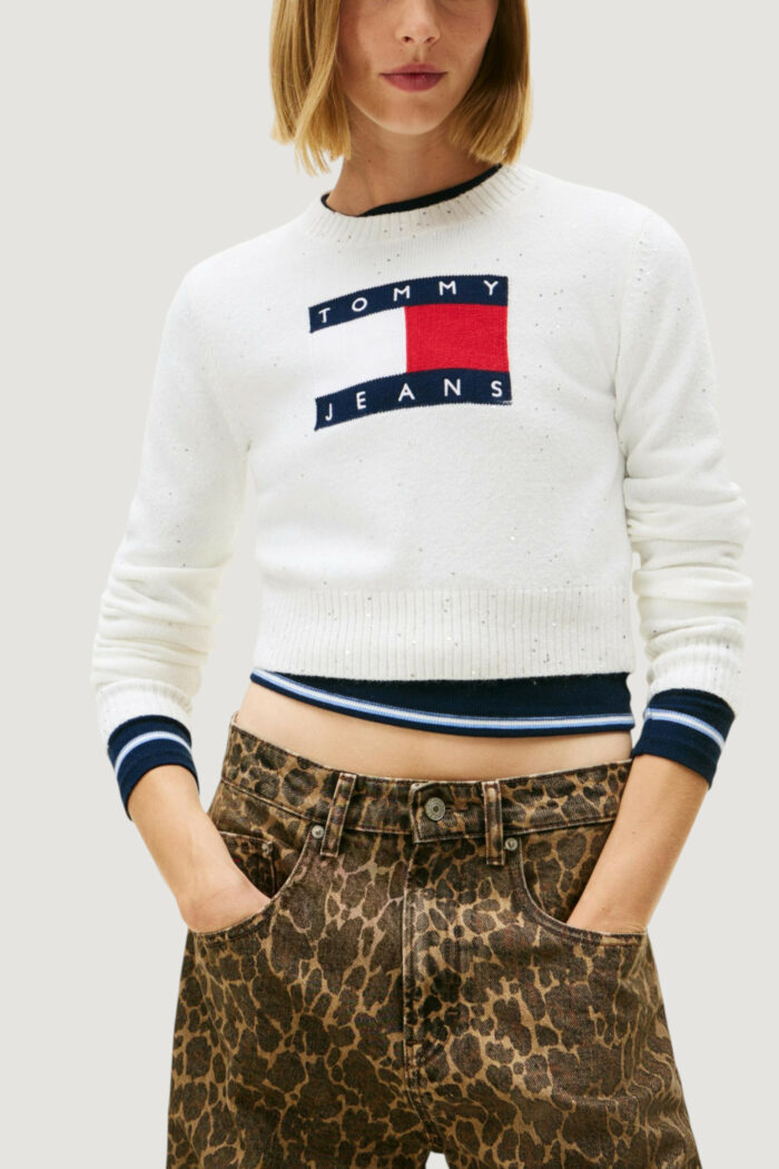 Maglione Tommy Hilfiger Jeans tjw sparkle flag swe Panna