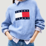 Maglione Tommy Hilfiger Jeans tjw melange flag swe Viola - Foto 1