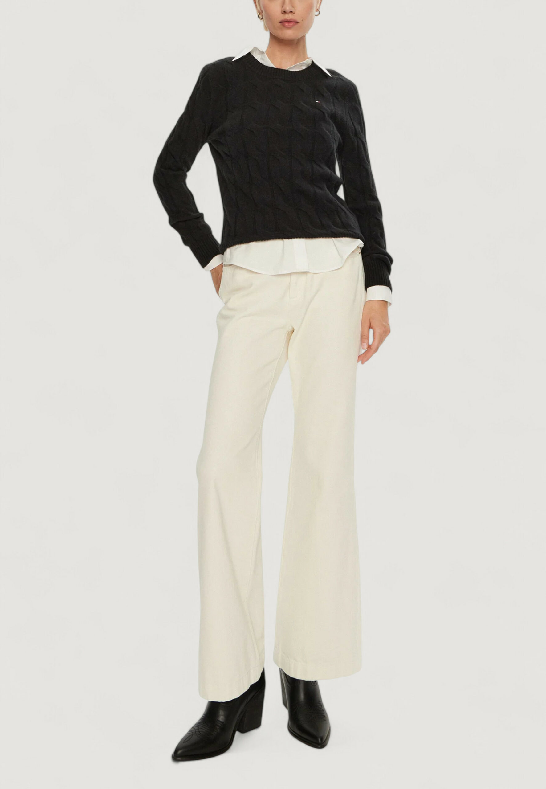 Maglione Tommy Hilfiger soft wool cable c-nk Nero - Foto 2