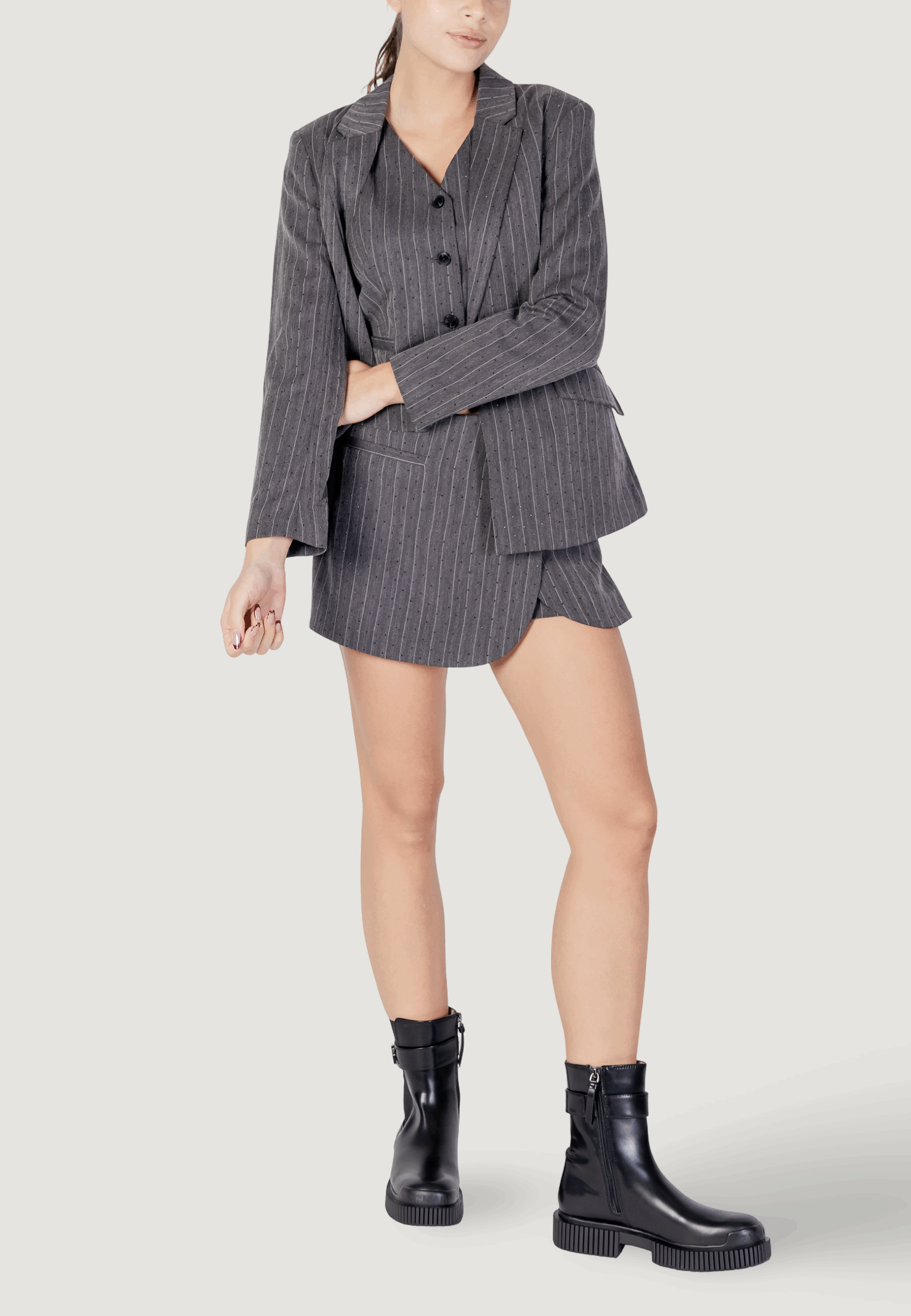 Minigonna Only onlsiga life mw hb rhine skort tlr Grigio Scuro - Foto 5