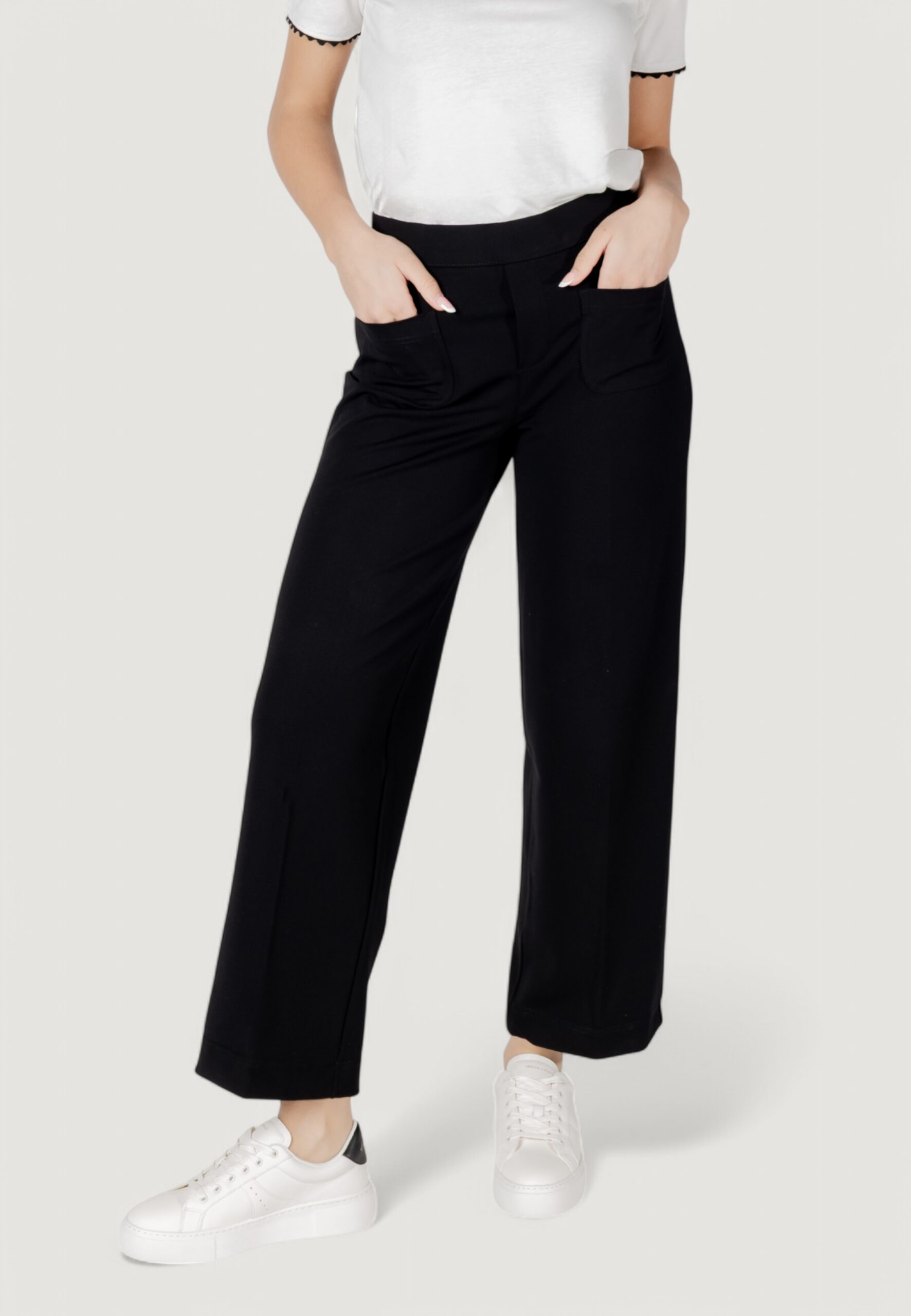 Pantaloni a palazzo Street One front pocket straight leg hw p Nero - Foto 1