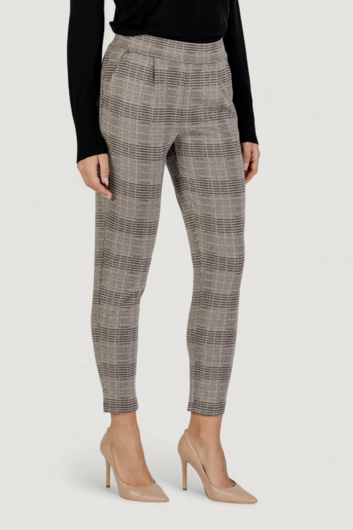 Pantaloni a sigaretta ICHI ihmanse check pa Beige