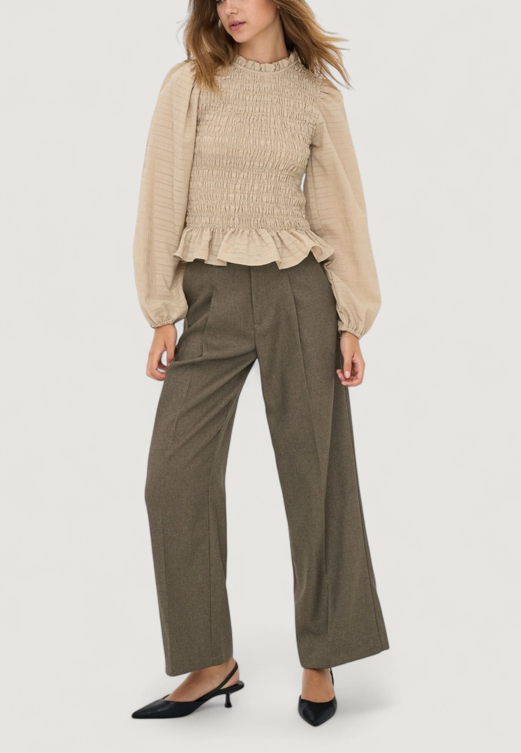 Pantaloni bootcut Jacqueline de Yong jdyhayes hw belt pant tlr Marrone - Foto 3