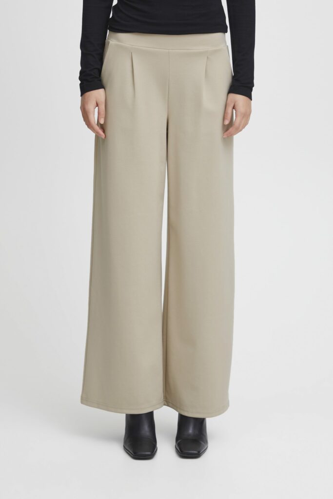 Pantaloni regular ICHI ihkate sus long wide pa2 Beige