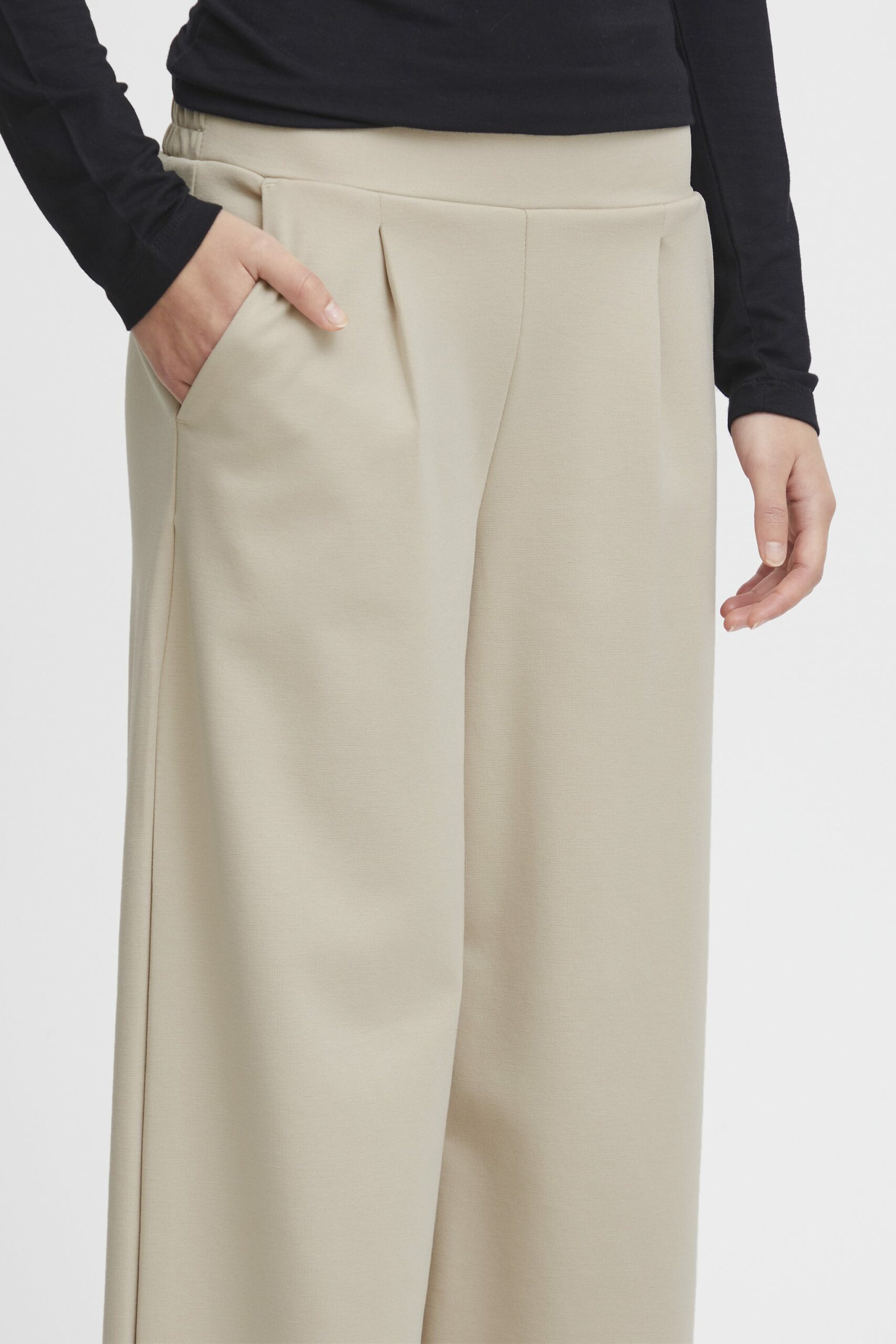 Pantaloni regular ICHI ihkate sus long wide pa2 Beige - Foto 4