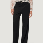 Pantaloni regular Only onlgala life hw belt wide pant pnt Nero - Foto 1