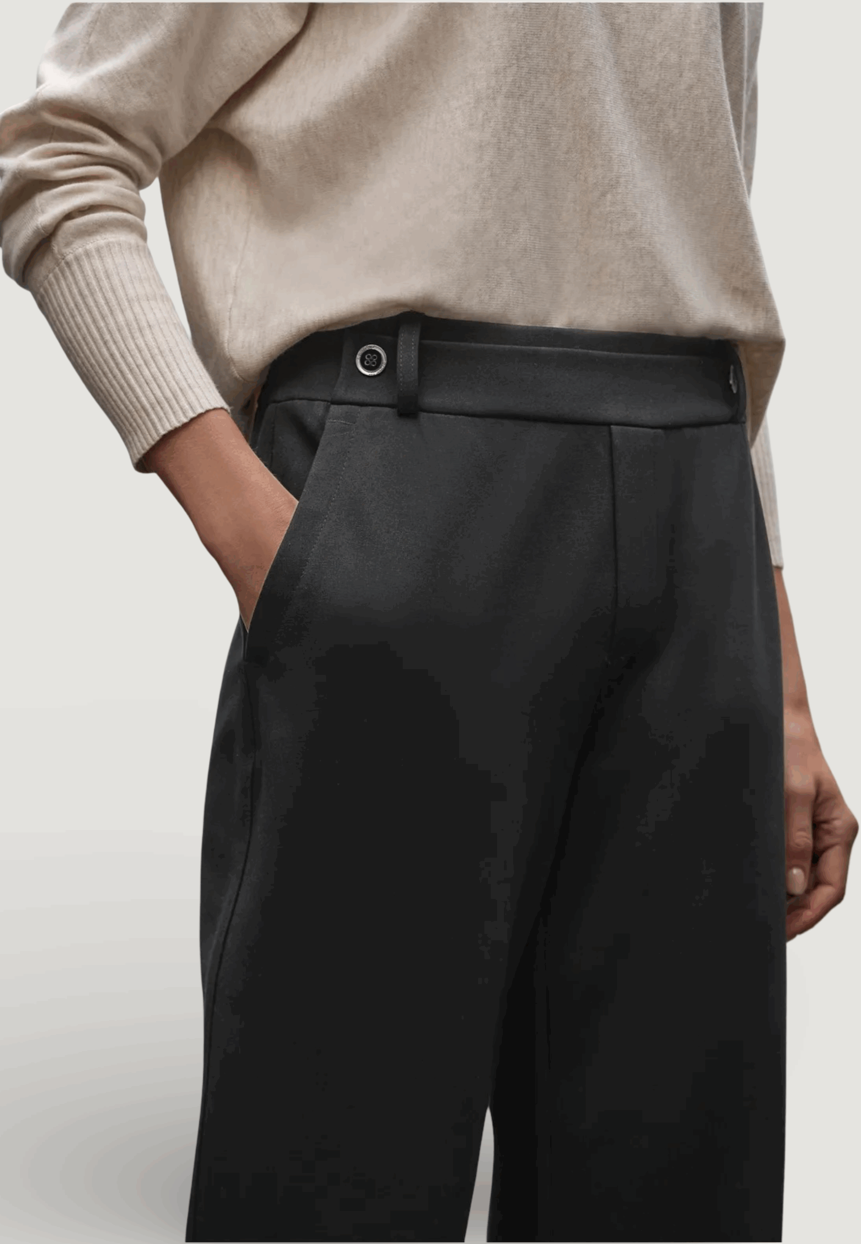 Pantaloni regular Street One straight leg_belt button Nero - Foto 4