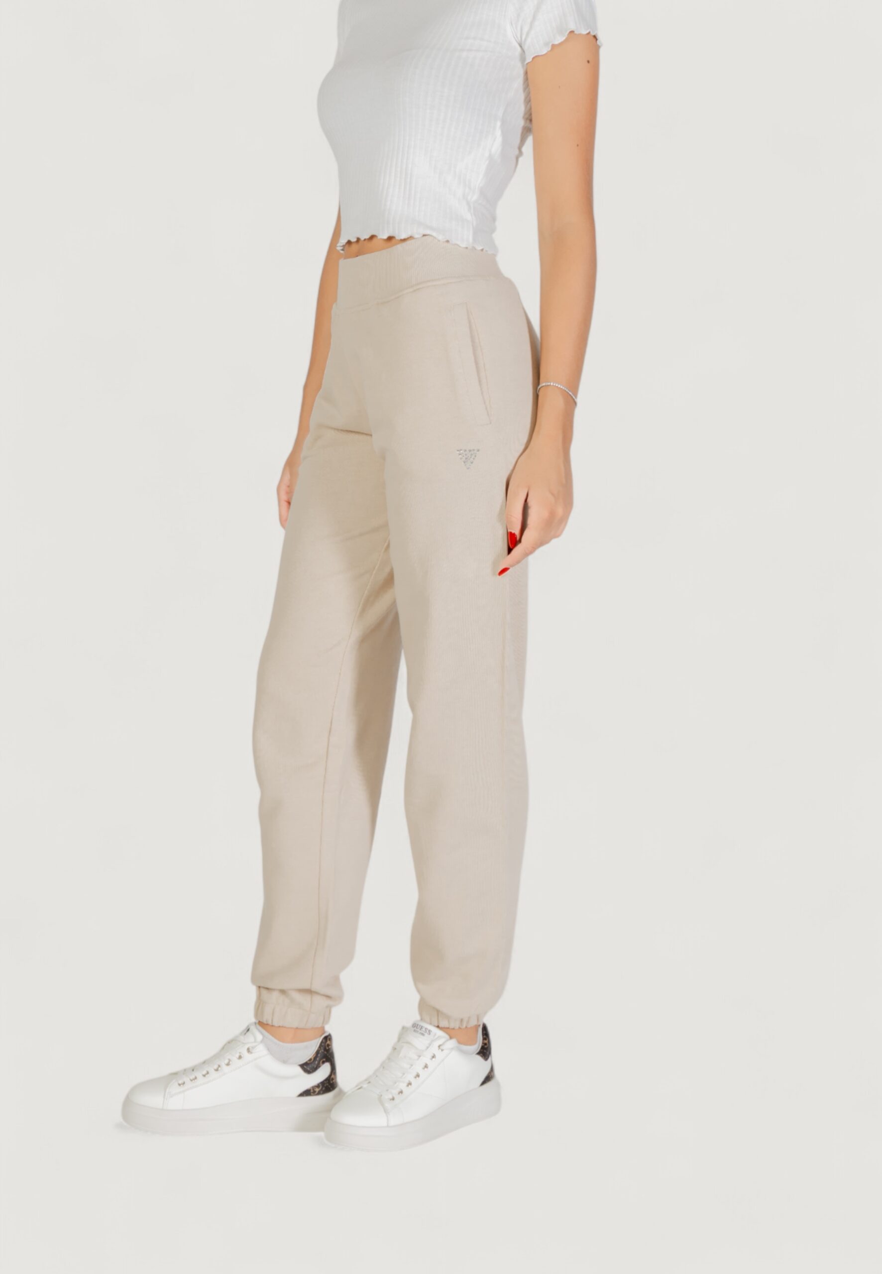 Pantaloni sportivi Guess Active primula rhinestones jogger Beige chiaro - Foto 3