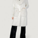 Pelliccia ecologica AYFEE giacca maglieria lunga con tasche Bianco - Foto 1