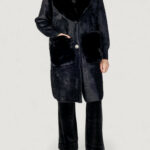 Pelliccia ecologica AYFEE giacca maglieria lunga con tasche Nero - Foto 1