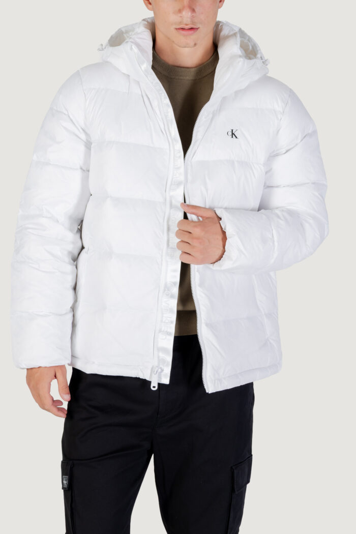 Piumino Calvin Klein Jeans ls nylon zip off hoo Bianco