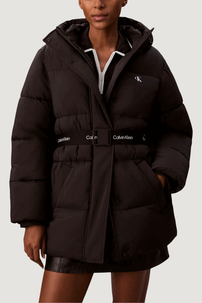 Piumino Calvin Klein Jeans belted midweight puf Nero