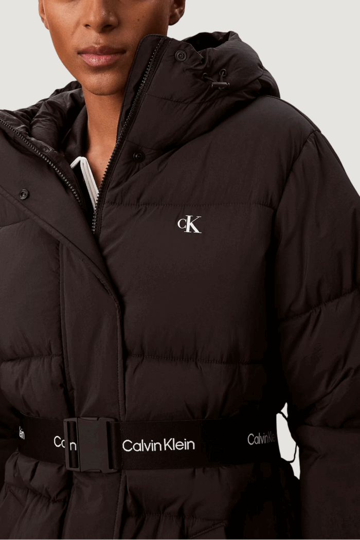 Piumino Calvin Klein Jeans belted midweight puf Nero