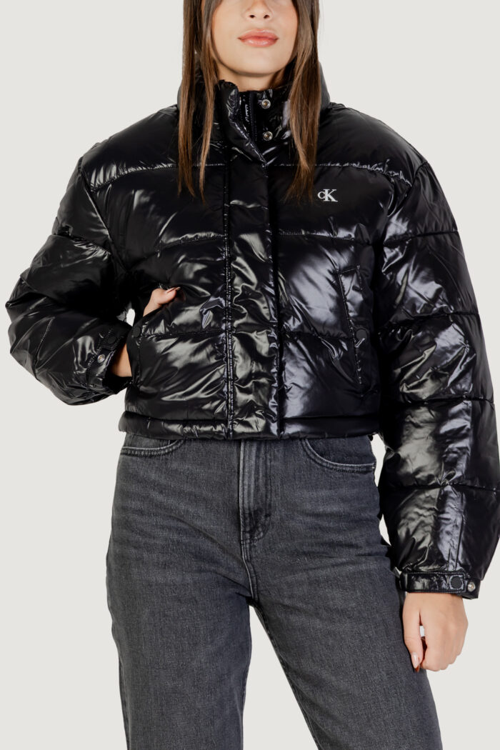 Piumino Calvin Klein Jeans shine crop puffer ja Nero