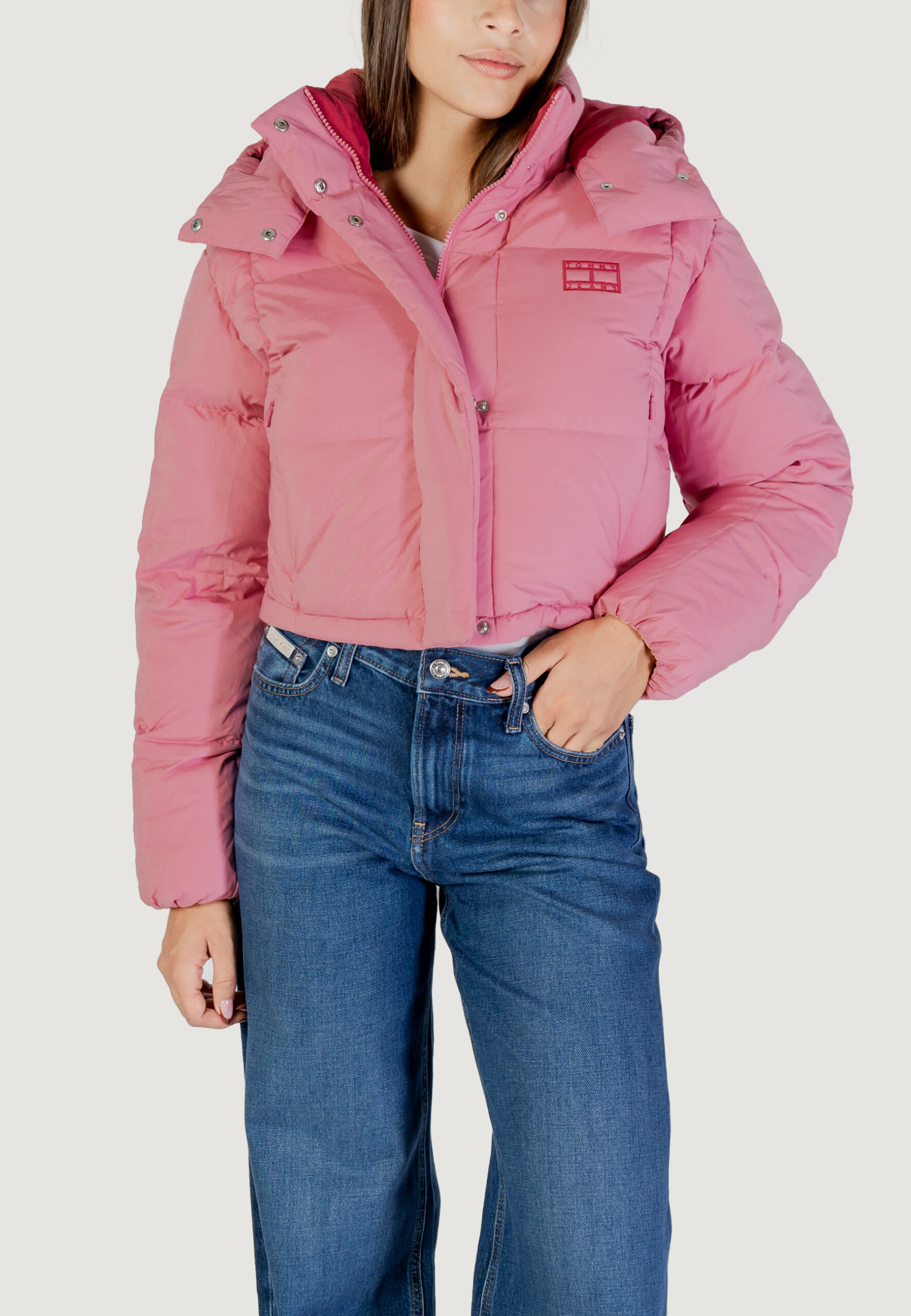 Piumino Tommy Hilfiger Jeans tjw alaska grid crp Rosa - Foto 1