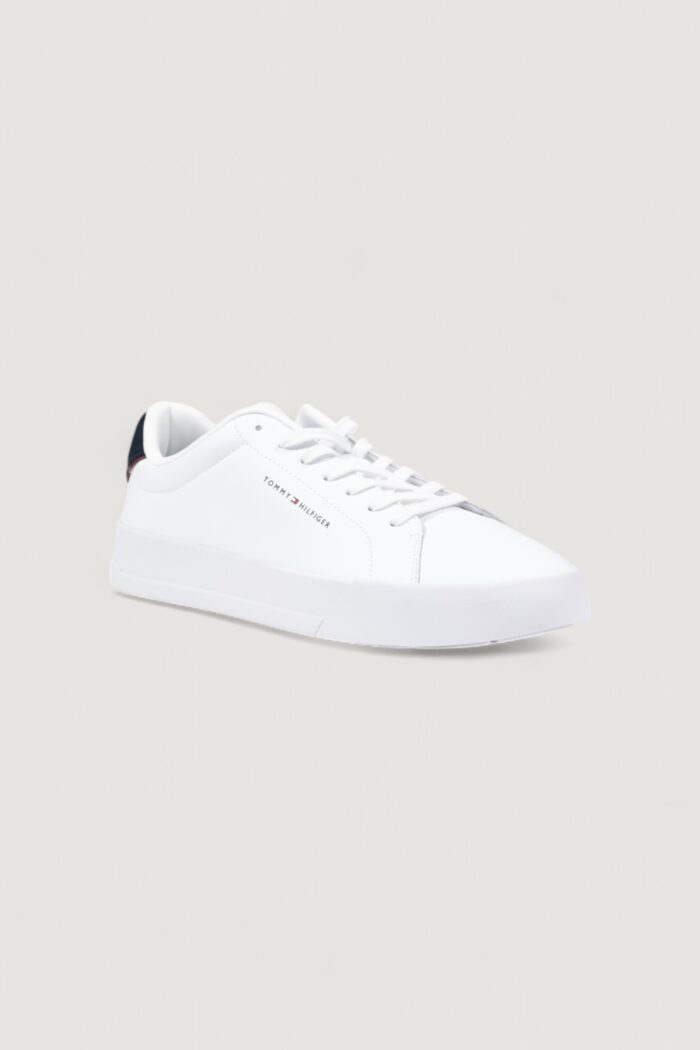Sneakers Tommy Hilfiger th court lth detail – imballo originale danneggiato – prodotto integro Bianco