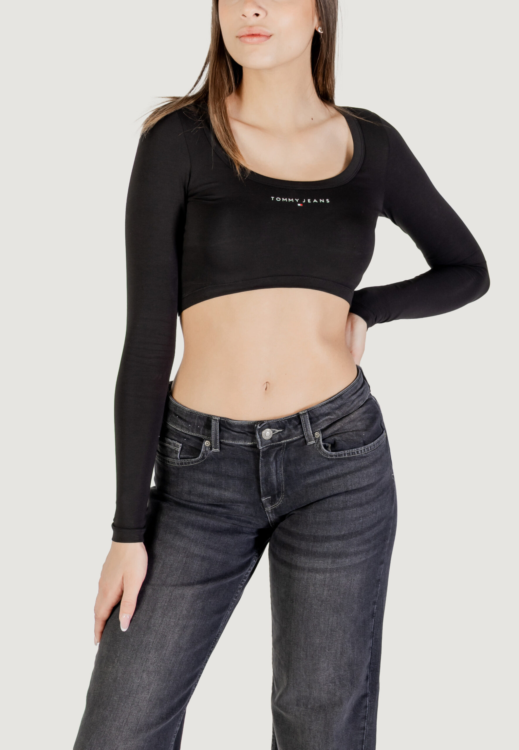 T-shirt Tommy Hilfiger Jeans tjw slim sp crp line Nero - Foto 1