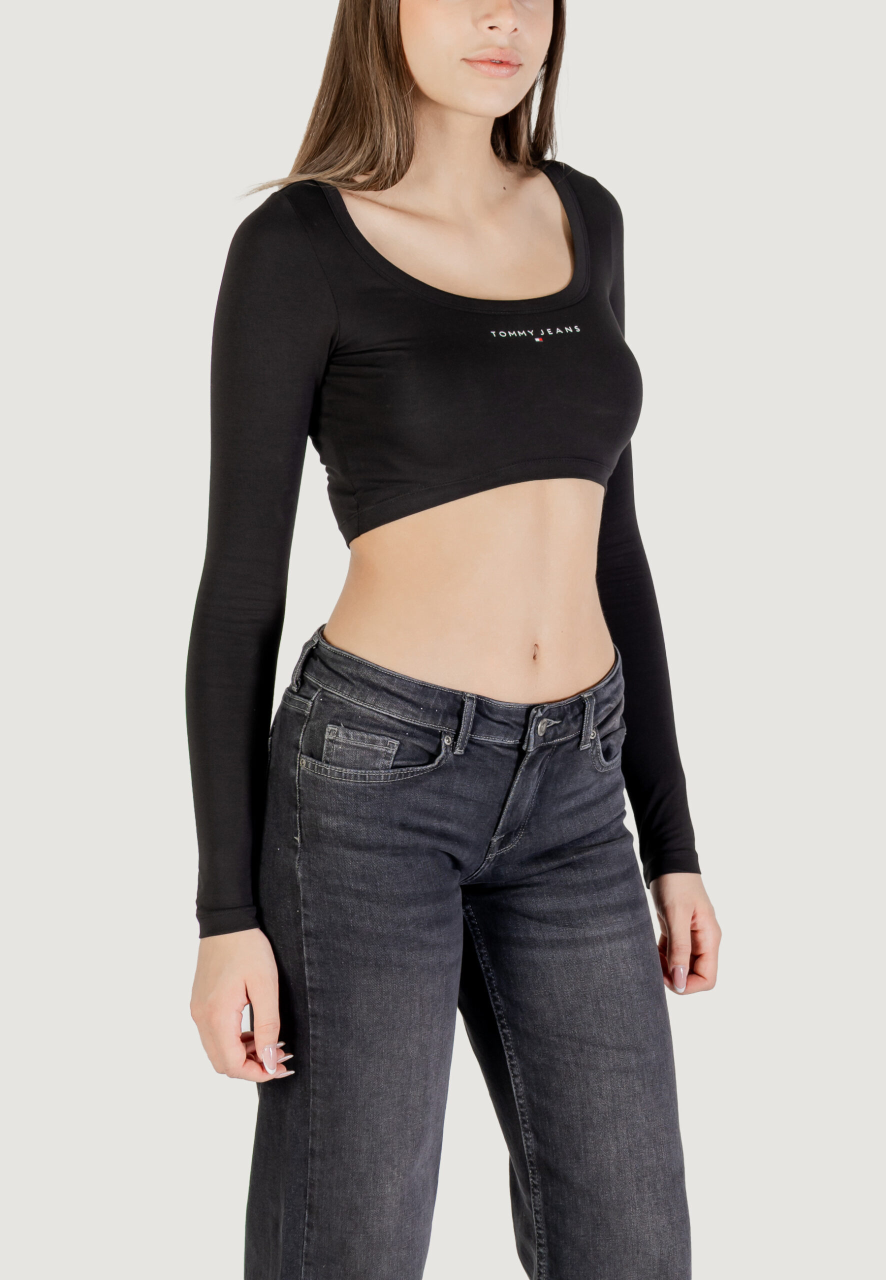 T-shirt Tommy Hilfiger Jeans tjw slim sp crp line Nero - Foto 3