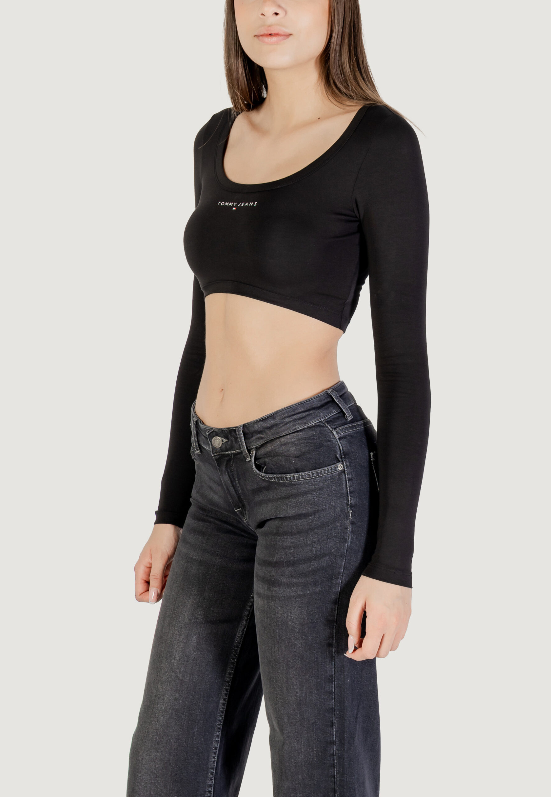 T-shirt Tommy Hilfiger Jeans tjw slim sp crp line Nero - Foto 4