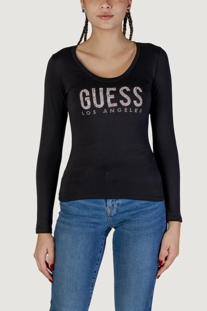 T-shirt manica lunga Guess ls cn python logo Nero