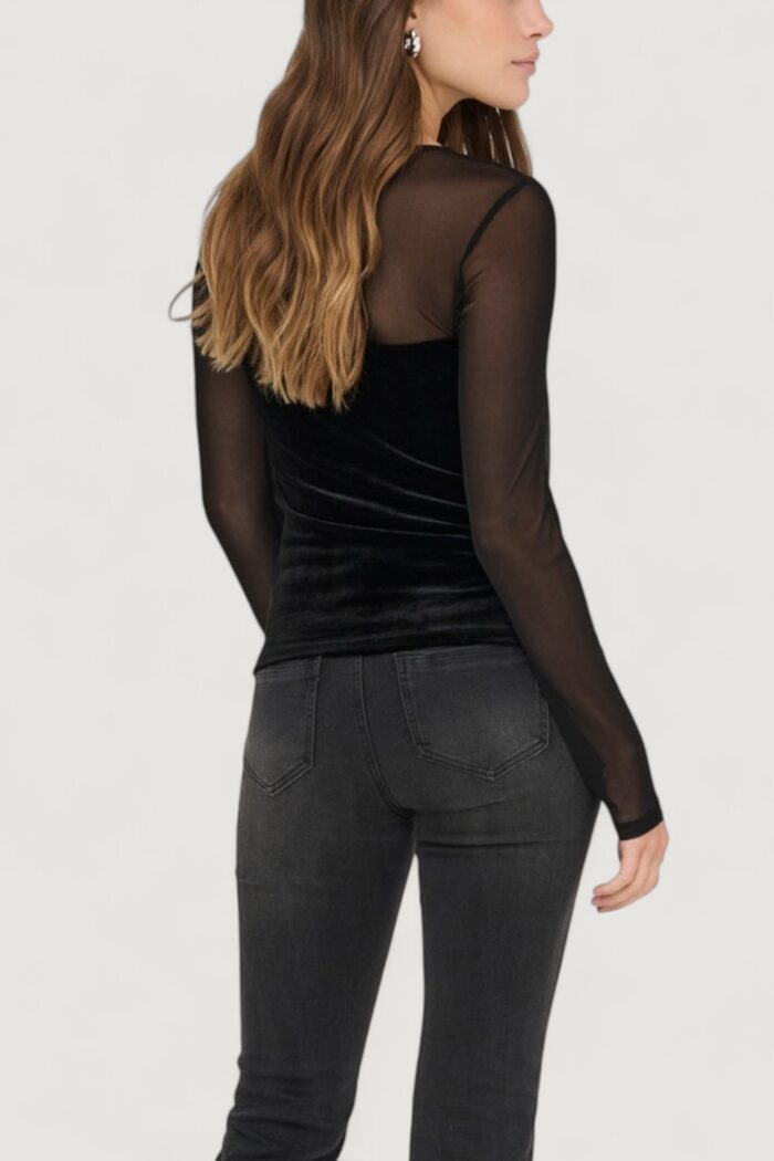 T-shirt manica lunga Only onlsmooth l/s mesh mix top box jrs Nero