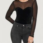 T-shirt manica lunga Only onlsmooth l/s mesh mix top box jrs Nero - Foto 1