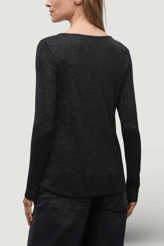 T-shirt manica lunga Street One basic lurex shirt Black Silver
