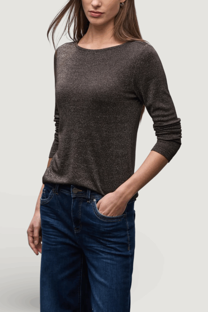 T-shirt manica lunga Street One basic lurex shirt Marrone