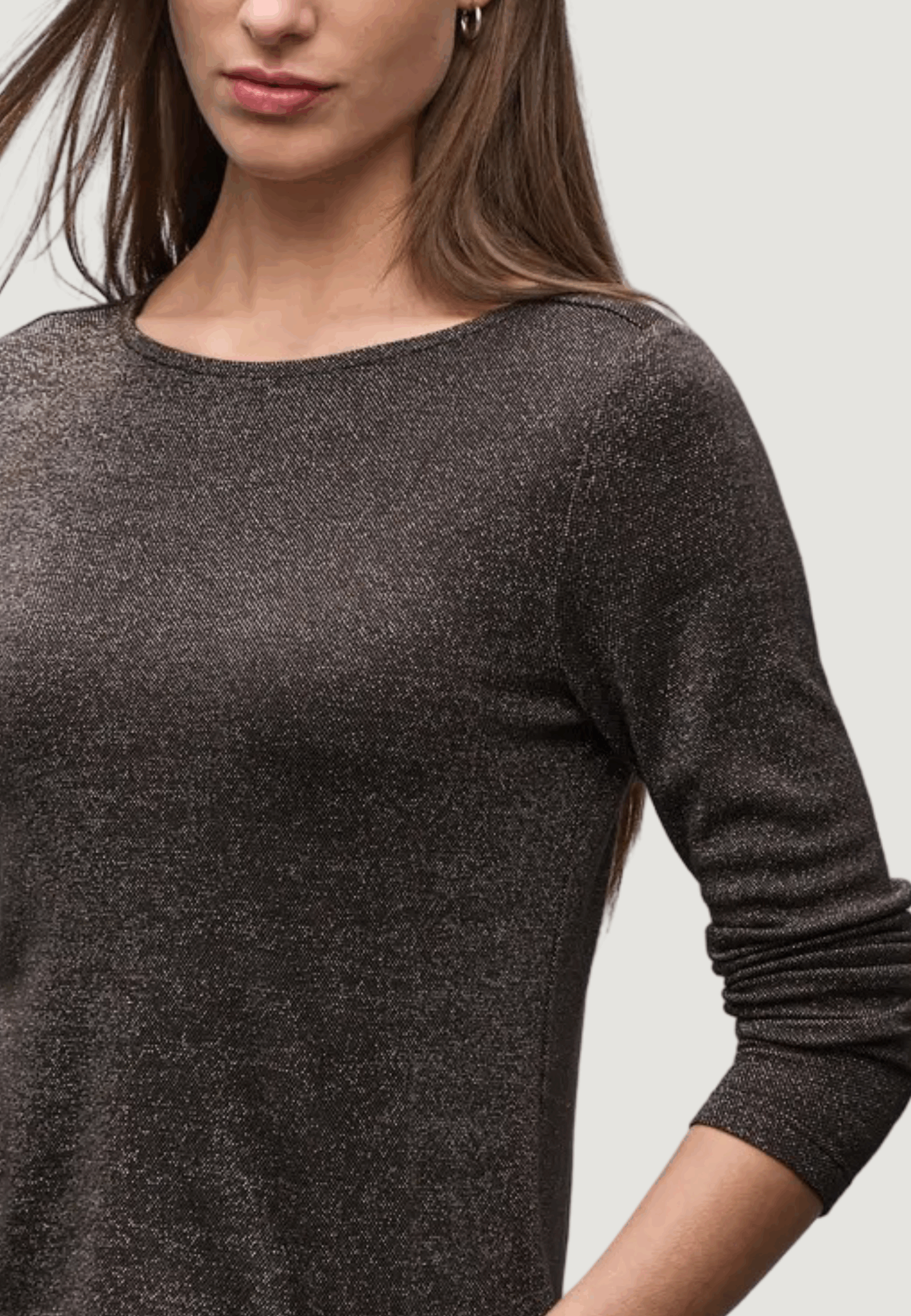 T-shirt manica lunga Street One basic lurex shirt Marrone - Foto 2